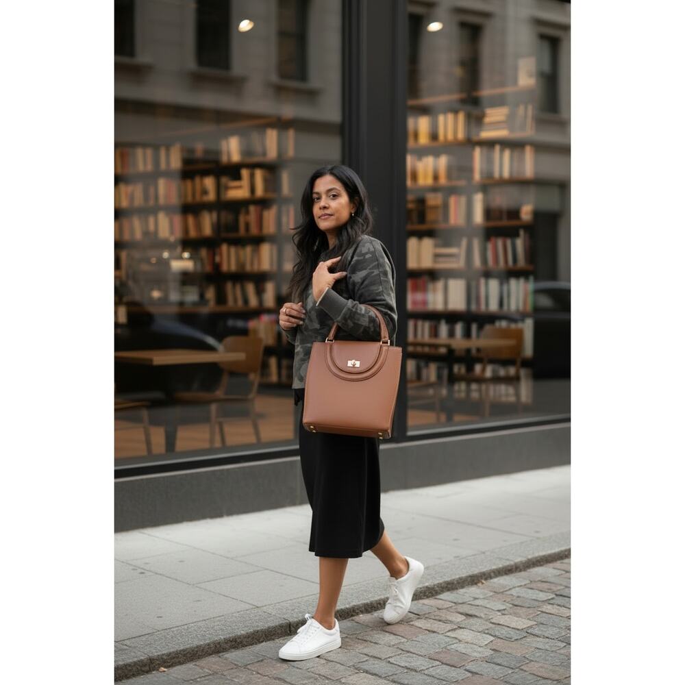 Vintage Bally Structured Top Handle Satchel (Brown Leather with Turnlock) - Picture 3 of 7